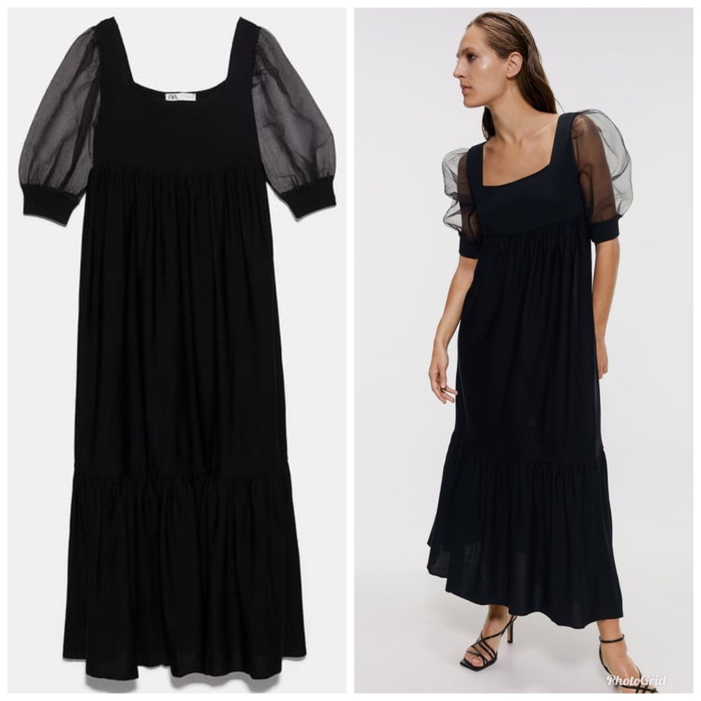 SOLD ZARA Knit Dress With Organza Sleeves